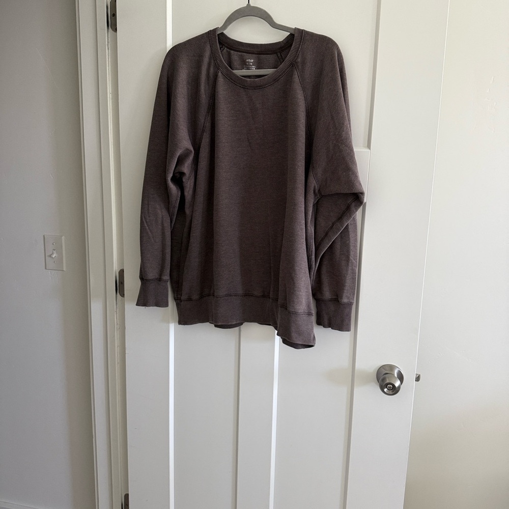 Aerie Gray Dark Brown Crewneck Sweater